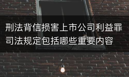 刑法背信损害上市公司利益罪司法规定包括哪些重要内容