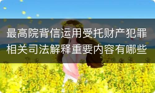 最高院背信运用受托财产犯罪相关司法解释重要内容有哪些