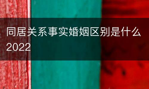 同居关系事实婚姻区别是什么2022