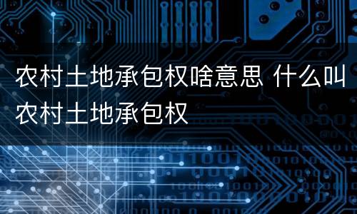 农村土地承包权啥意思 什么叫农村土地承包权