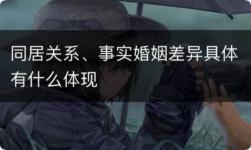同居关系、事实婚姻差异具体有什么体现