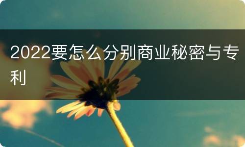 2022要怎么分别商业秘密与专利