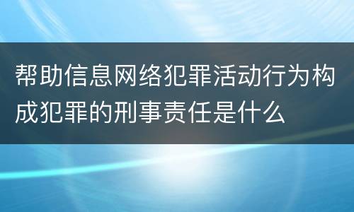 帮助信息网络犯罪活动行为构成犯罪的刑事责任是什么