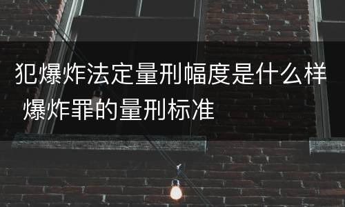 犯爆炸法定量刑幅度是什么样 爆炸罪的量刑标准