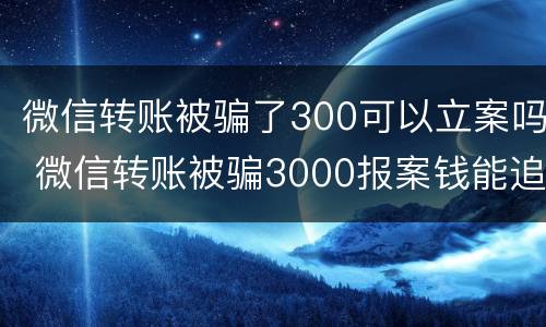 微信转账被骗了300可以立案吗 微信转账被骗3000报案钱能追回来吗