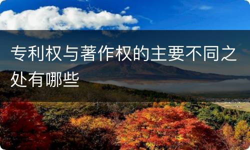 专利权与著作权的主要不同之处有哪些