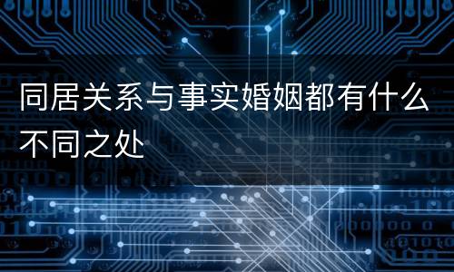同居关系与事实婚姻都有什么不同之处