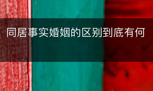 同居事实婚姻的区别到底有何