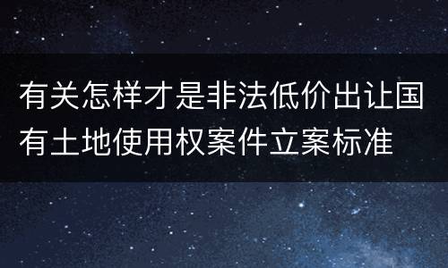 有关怎样才是非法低价出让国有土地使用权案件立案标准