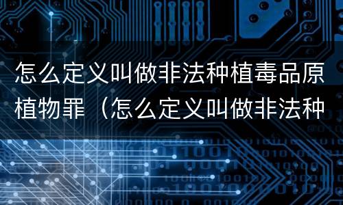怎么定义叫做非法种植毒品原植物罪（怎么定义叫做非法种植毒品原植物罪行）