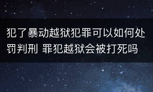 犯了暴动越狱犯罪可以如何处罚判刑 罪犯越狱会被打死吗