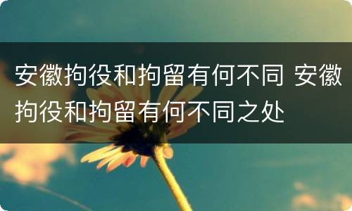 安徽拘役和拘留有何不同 安徽拘役和拘留有何不同之处