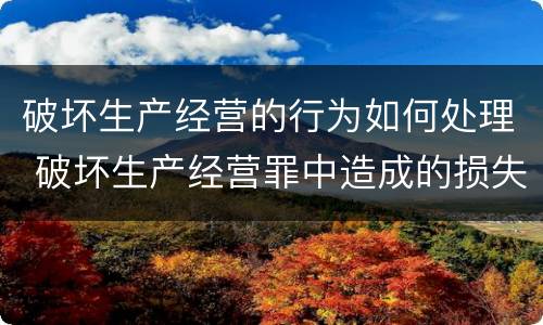 破坏生产经营的行为如何处理 破坏生产经营罪中造成的损失如何处理