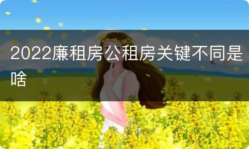 2022廉租房公租房关键不同是啥