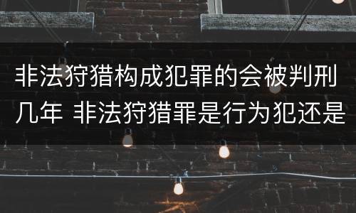 非法狩猎构成犯罪的会被判刑几年 非法狩猎罪是行为犯还是结果犯