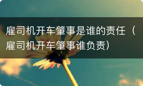 雇司机开车肇事是谁的责任（雇司机开车肇事谁负责）