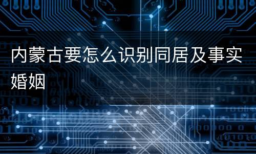 内蒙古要怎么识别同居及事实婚姻