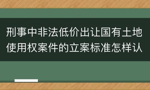 刑事中非法低价出让国有土地使用权案件的立案标准怎样认定