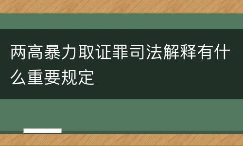 两高暴力取证罪司法解释有什么重要规定
