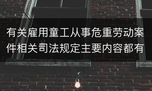 有关雇用童工从事危重劳动案件相关司法规定主要内容都有哪些