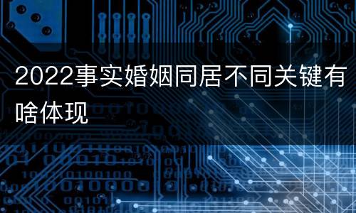 2022事实婚姻同居不同关键有啥体现