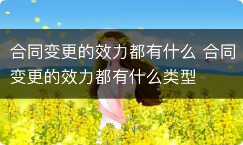 合同变更的效力都有什么 合同变更的效力都有什么类型