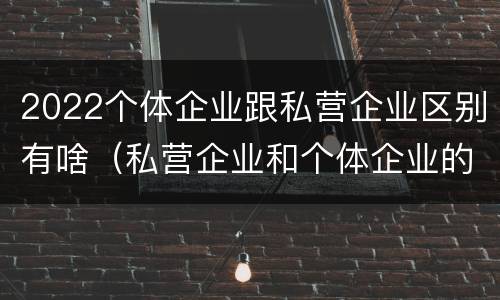 2022个体企业跟私营企业区别有啥（私营企业和个体企业的区别）