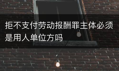 拒不支付劳动报酬罪主体必须是用人单位方吗
