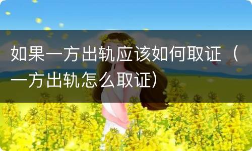 如果一方出轨应该如何取证（一方出轨怎么取证）