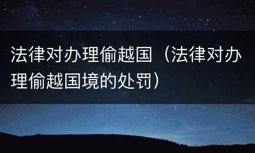 法律对办理偷越国（法律对办理偷越国境的处罚）