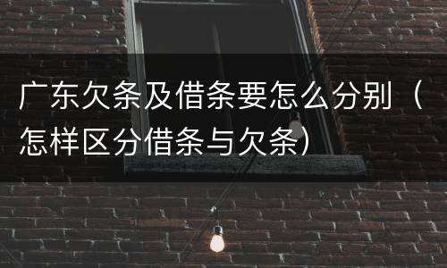 广东欠条及借条要怎么分别（怎样区分借条与欠条）