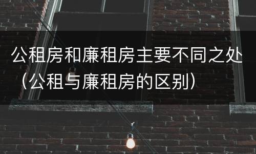 公租房和廉租房主要不同之处（公租与廉租房的区别）