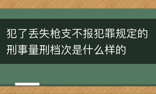 犯了丢失枪支不报犯罪规定的刑事量刑档次是什么样的