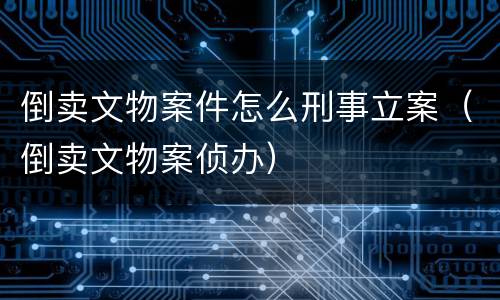 倒卖文物案件怎么刑事立案（倒卖文物案侦办）