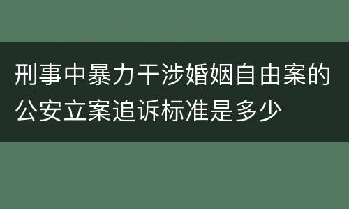 刑事中暴力干涉婚姻自由案的公安立案追诉标准是多少