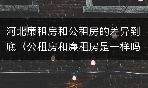 河北廉租房和公租房的差异到底（公租房和廉租房是一样吗）