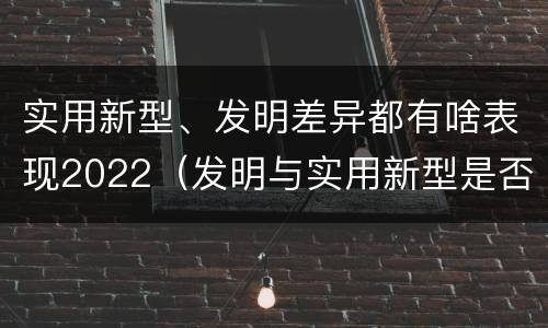 实用新型、发明差异都有啥表现2022（发明与实用新型是否具有实用性）