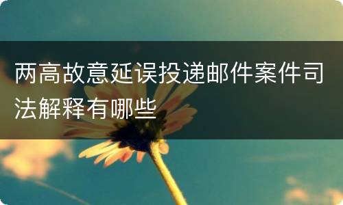 两高故意延误投递邮件案件司法解释有哪些