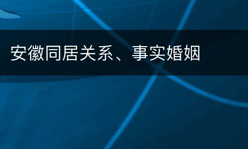 安徽同居关系、事实婚姻