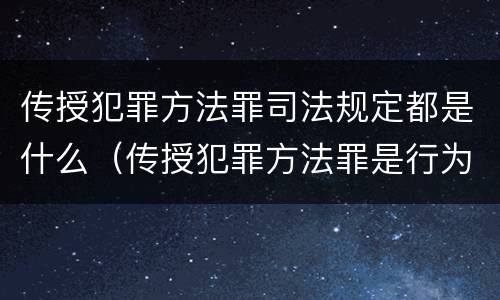 传授犯罪方法罪司法规定都是什么（传授犯罪方法罪是行为犯吗）
