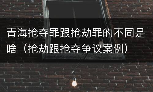 青海抢夺罪跟抢劫罪的不同是啥（抢劫跟抢夺争议案例）