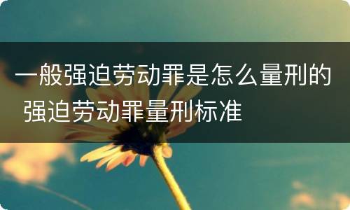 一般强迫劳动罪是怎么量刑的 强迫劳动罪量刑标准