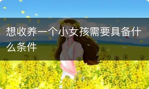 想收养一个小女孩需要具备什么条件