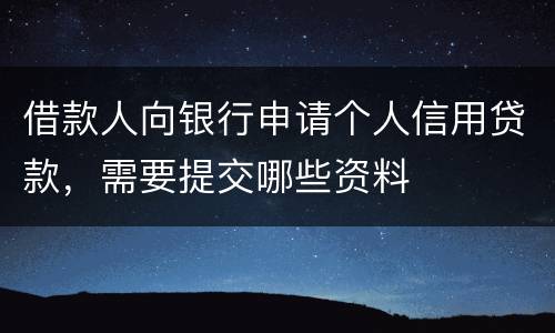 借款人向银行申请个人信用贷款，需要提交哪些资料