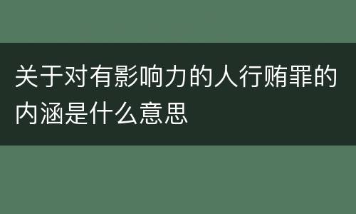 关于对有影响力的人行贿罪的内涵是什么意思