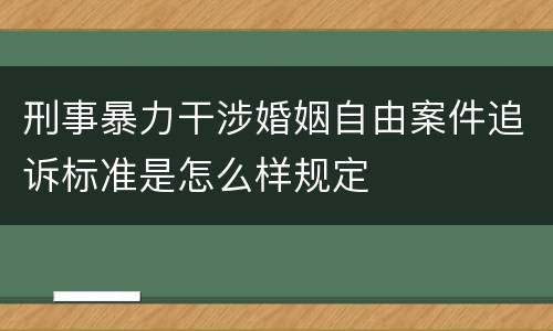刑事暴力干涉婚姻自由案件追诉标准是怎么样规定