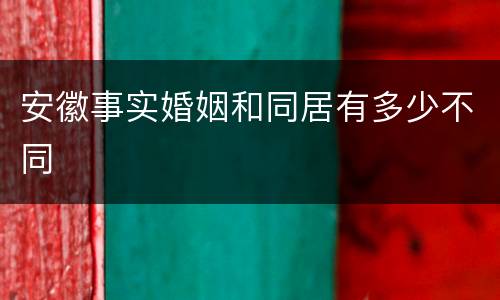安徽事实婚姻和同居有多少不同