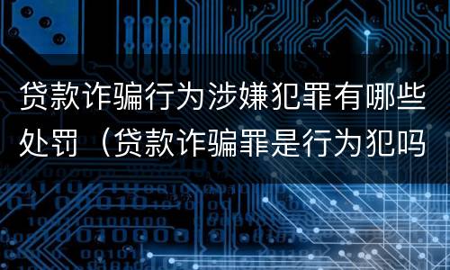贷款诈骗行为涉嫌犯罪有哪些处罚（贷款诈骗罪是行为犯吗）
