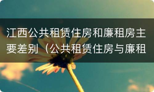 江西公共租赁住房和廉租房主要差别（公共租赁住房与廉租房的区别）