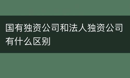 国有独资公司和法人独资公司有什么区别